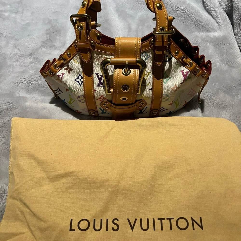 SOLD - Louis Vuitton white multicolor collectors series with gold trim - Picture 2 of 11